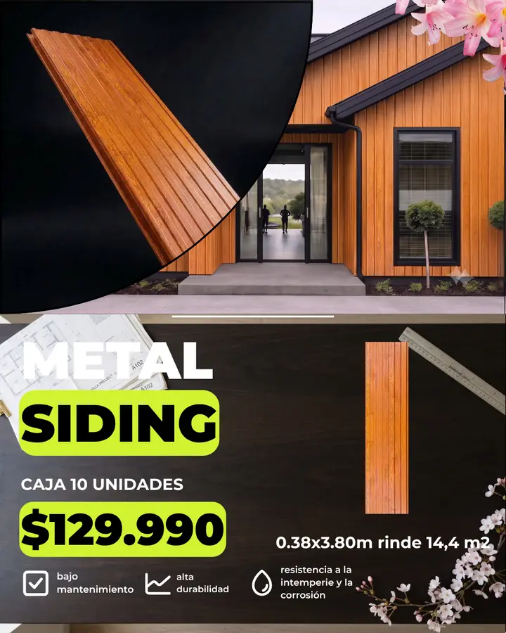 Oferta Metal Siding 3,80 m color Madera (MF-CC2): $129.990 por caja, antes $139.990
