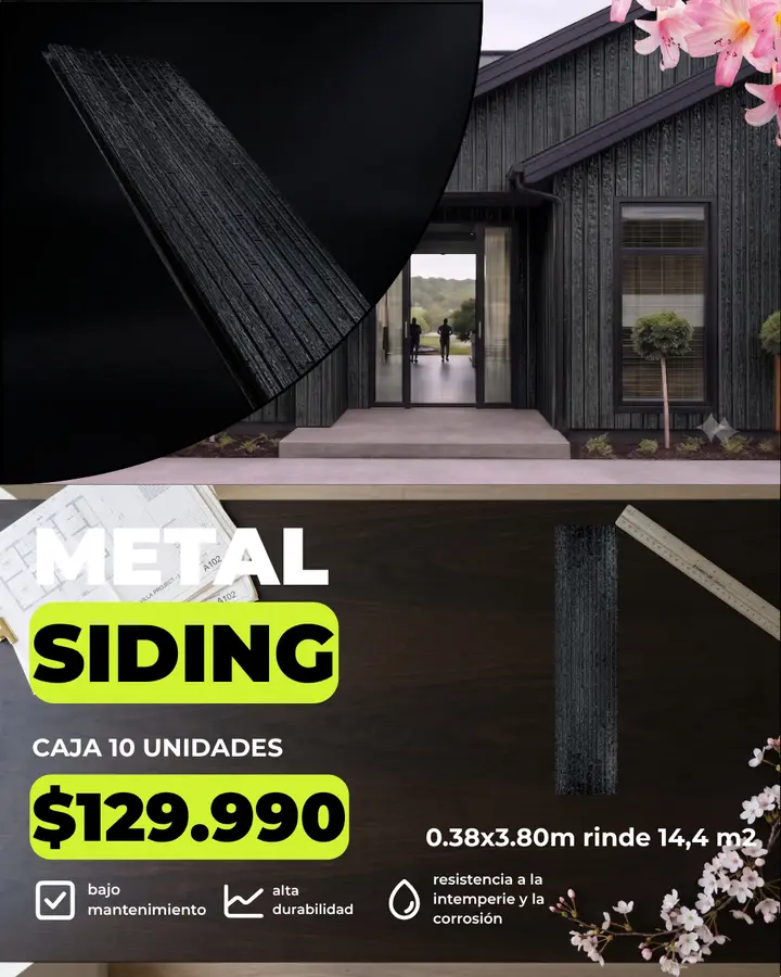 Oferta Metal Siding 3,80 m color Negro (MF-CTS4): $129.990 por caja, antes $139.990