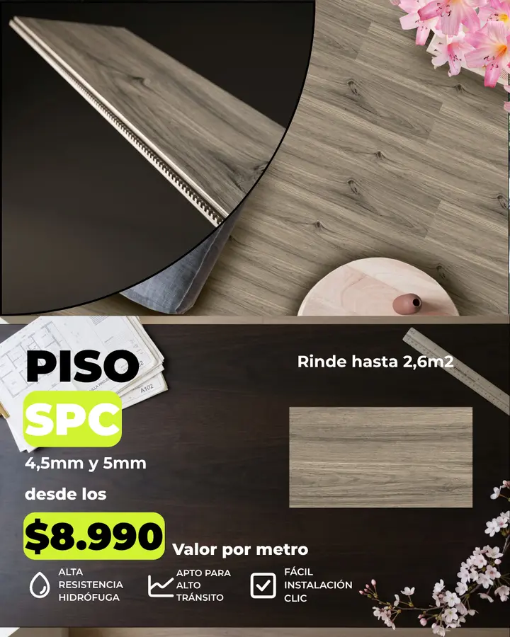 Oferta Piso SPC color Gris (MF-18): $8.990/m² por m², antes $11.990/m²