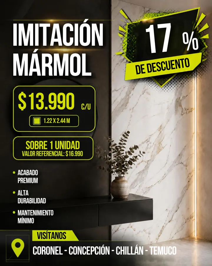 Afiche Cyber Monday MF: Láminas PVC imitación mármol