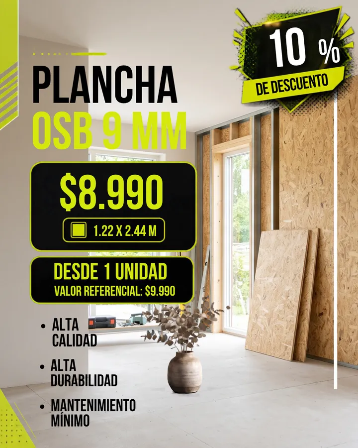 Afiche Cyber Monday MF: Plancha OSB 9 mm y tablero estructural 18 mm