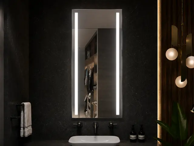 Espejo LED MF-6013 para baño, MF Design — Espejo rectangular con luz LED integrada, diseño moderno y elegante