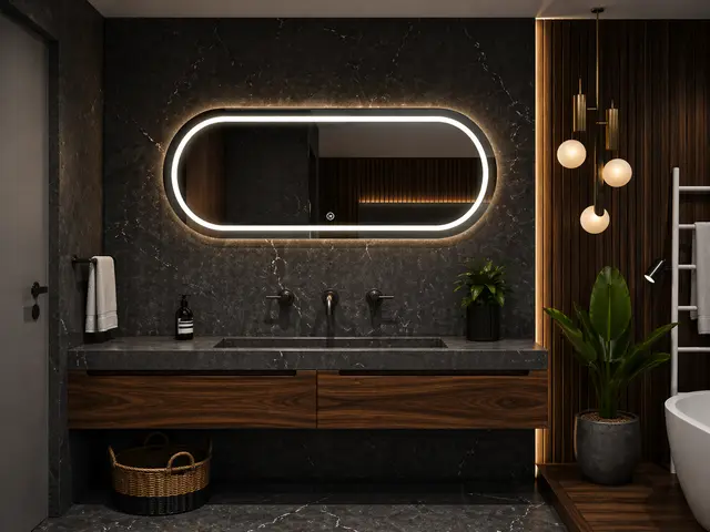 Espejo LED MF-P11 para baño, MF Design — Espejo ovalado con luz LED integrada, diseño moderno y elegante