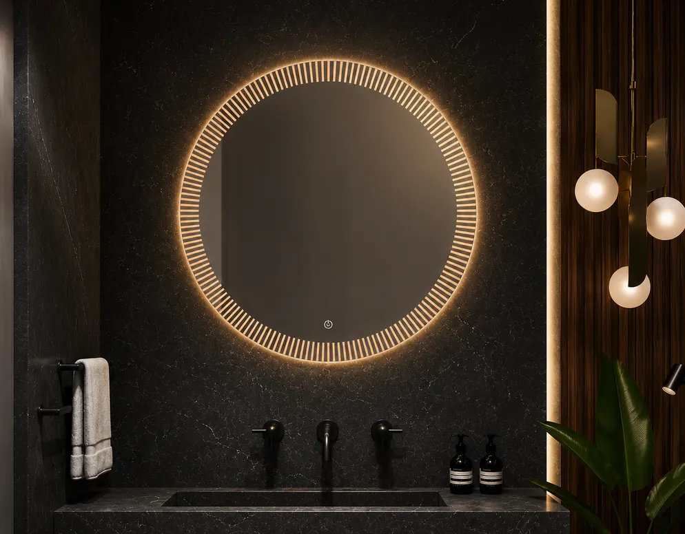 Espejo LED MF-Z8 para baño, MF Design — Espejo circular con luz LED integrada, diseño moderno y elegante
