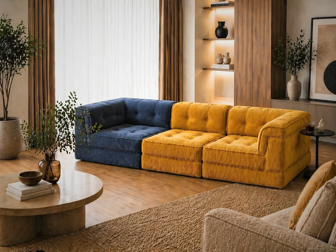 Sofá Tres Cuerpos MF-C129 para hogar, MF Design — Yellow Blue C129