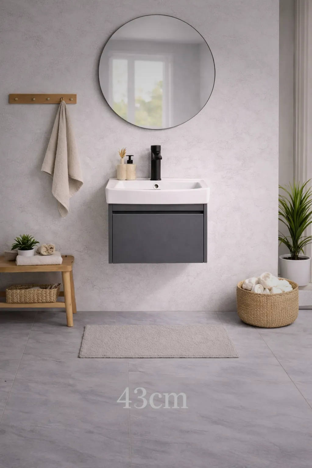 Vanitorio MF-GRIS para hogar, MF Design — Mueble funcional para baño, con almacenamiento práctico y diseño moderno.