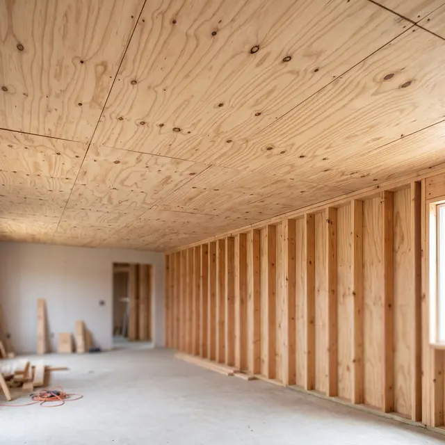 Terciado estructural 9 mm instalado en obra, MF Design