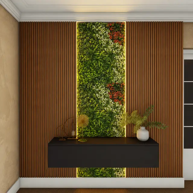 Jardín Vertical follaje con flores blancas para exterior e interior, MF Design