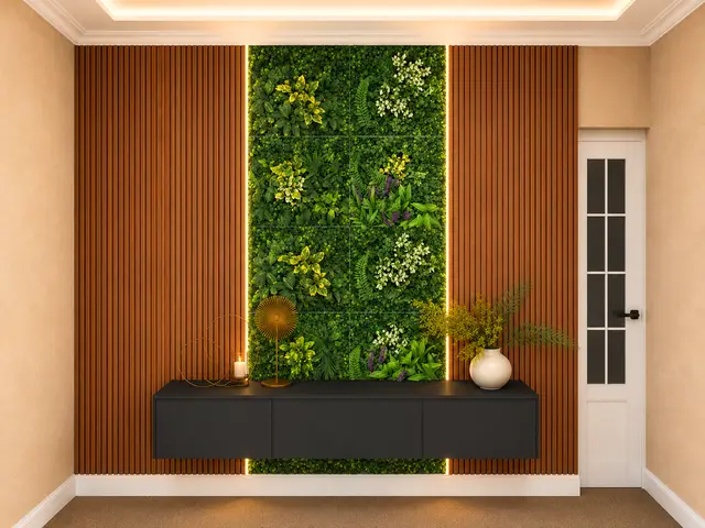 Jardín Vertical follaje con flores amarillas para exterior e interior, MF Design