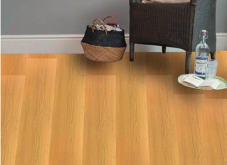 Piso MDF MF-901 para interior seco, MF Design — Piso MDF con lámina de impresión digital color roble claro estilo madera con acabado natural, aportando…