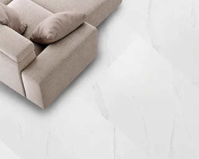 Porcelanato MF-6D0087 para piso y muro, interior/exterior, MF Design — Porcelanato blanco con vetas grises elegante y moderno