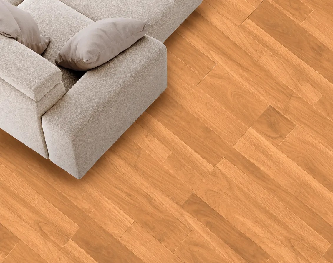 Porcelanato MF-6D1111 para piso y muro, interior/exterior, MF Design — Porcelanato efecto madera en tono nogal, con vetas marcadas