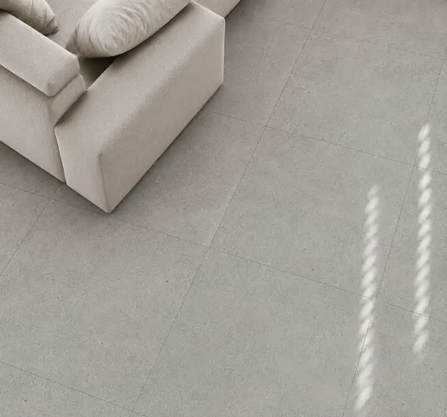 Porcelanato MF-CM6003 para piso y muro, interior/exterior, MF Design — Porcelanato antideslizante gris que cuenta con un aspecto tipo piedra