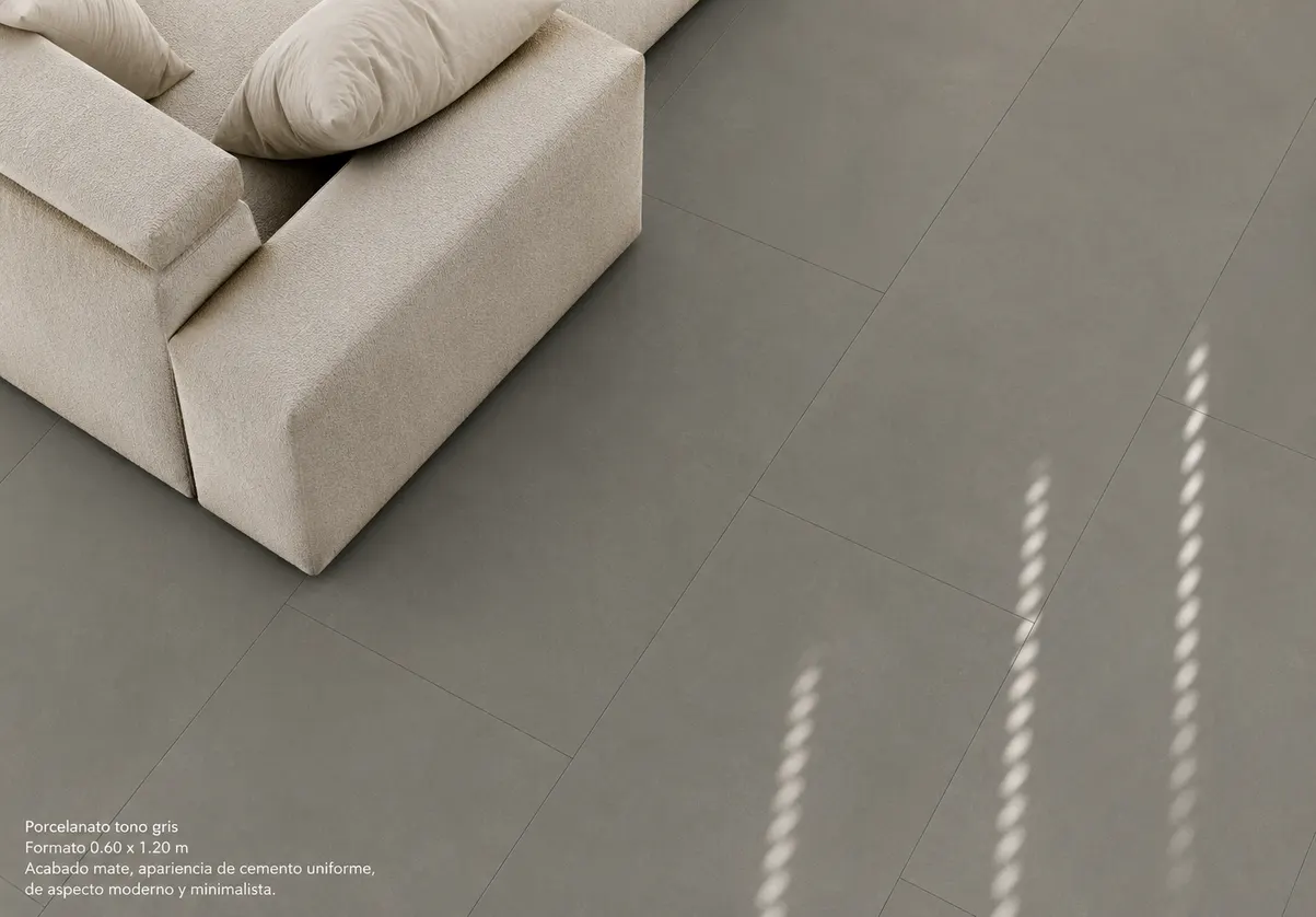Porcelanato MF-KL12606 para piso y muro, interior/exterior, MF Design — Porcelanato gris tipo piedra antideslizante, apariencia moderna