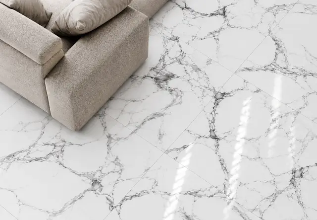 Porcelanato MF-MX66132 para piso y muro, interior/exterior, MF Design — Porcelanato en tono claro con vetas marcadas en un gris profundo