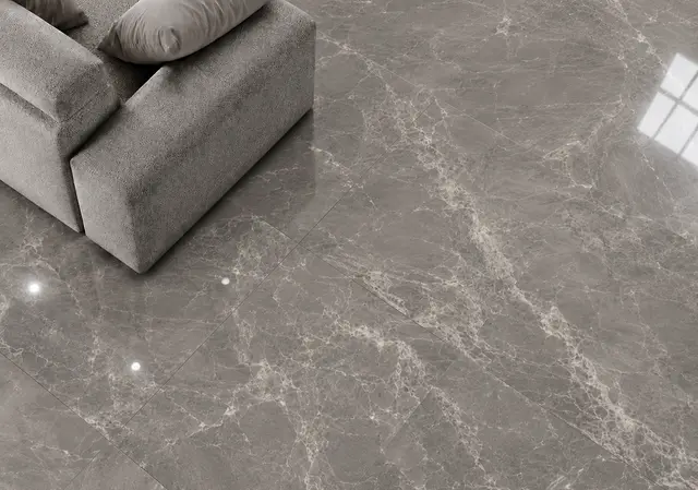 Porcelanato MF-MX66144 para piso y muro, interior/exterior, MF Design — Porcelanato en tono claro con vetas marcadas en un gris profundo