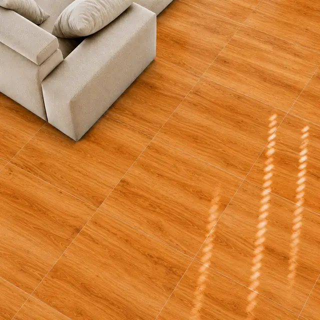 Porcelanato MF-MX66183 para piso y muro, interior/exterior, MF Design — Porcelanato tipo madera en tono cálido, con vetas marcadas y acabado natural