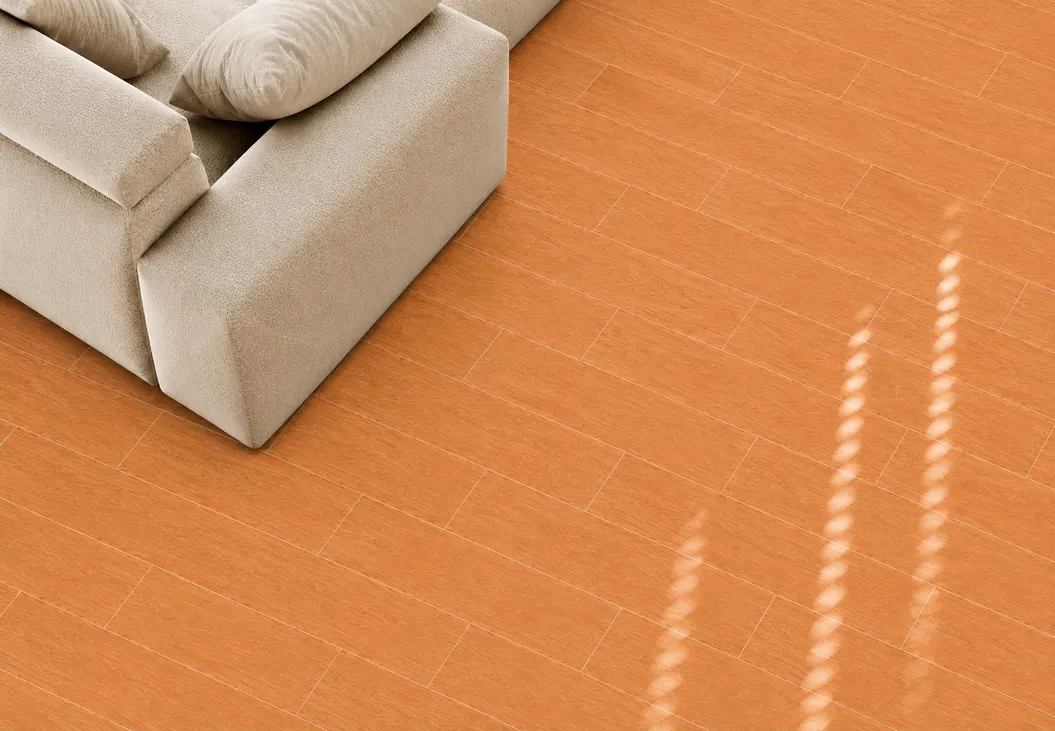 Porcelanato MF-MX66213 para piso y muro, interior/exterior, MF Design — Porcelanato estilo madera tono cerezo con patrón y ligeras vetas