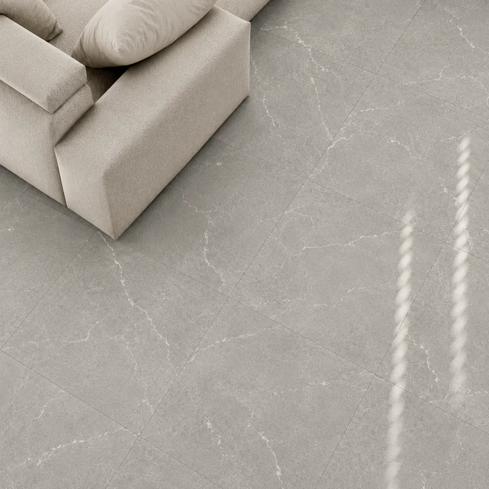 Porcelanato MF-PM6003T para piso y muro, interior/exterior, MF Design — Porcelanato antideslizante con acabado tipo piedra y vetas en color blanco