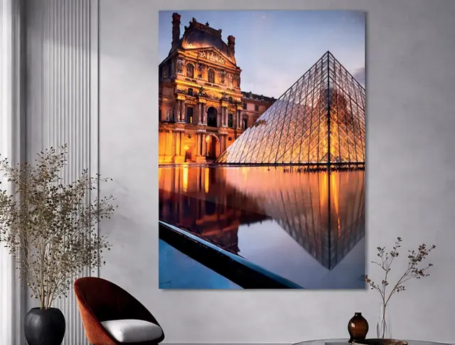 Imagen 3D museo del Louvre para interior y exterior protegido, MF Design