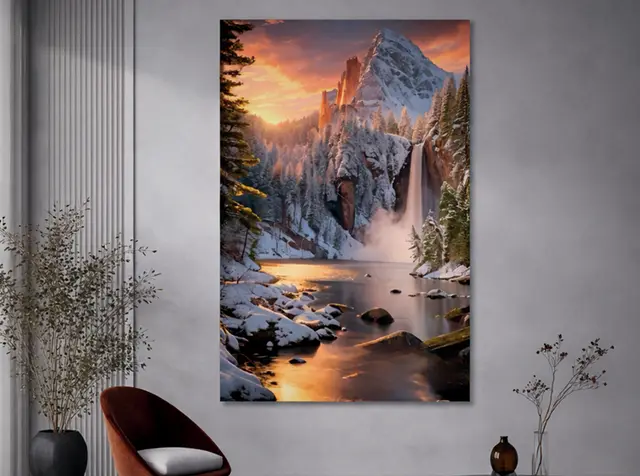 Imagen 3D montaña nevada para interior y exterior protegido, MF Design