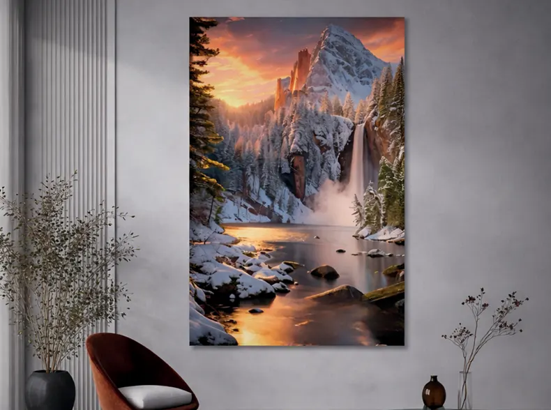 Imagen 3D montaña nevada para interior y exterior protegido, MF Design