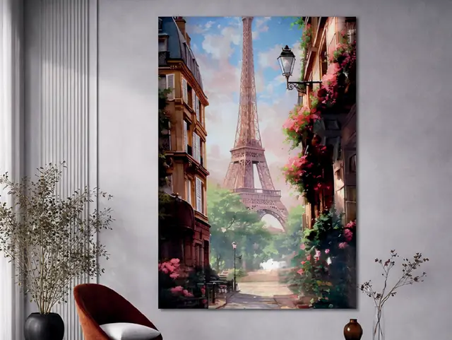Imagen 3D calle de París para interior y exterior protegido, MF Design