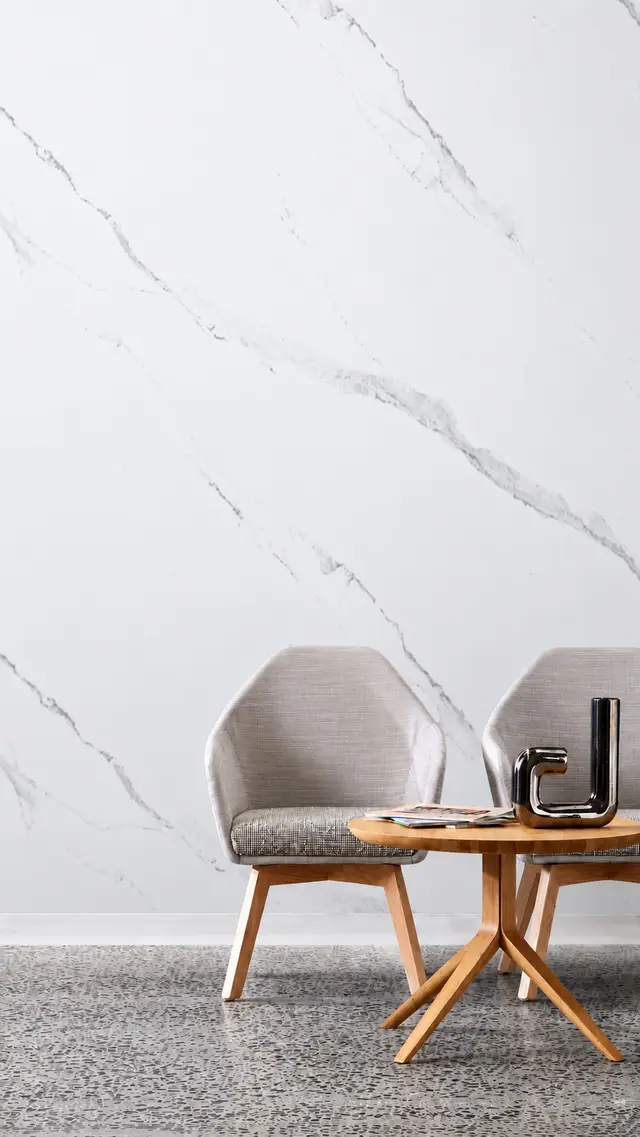 Lámina PVC MF-1621 para interior y exterior protegido, MF Design — Lámina de PVC imitación mármol blanco con vetas gris