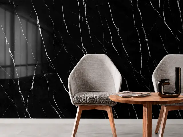 Lámina PVC MF-1622 para interior y exterior protegido, MF Design — Lámina de PVC imitación mármol blanco con vetas gris