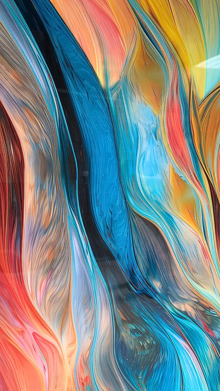 Lámina PVC MF-243113 de diseño decorativo, diseño abstracto multicolor en azul y naranjo — MF Design