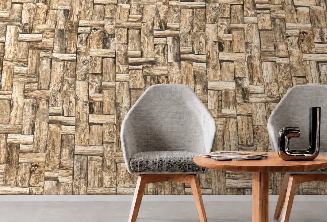 Lámina PVC MF-KL8112-1 para interior y exterior protegido, MF Design — Lámina de PVC imitación con patrón estilo madera acabo cálido y natural.