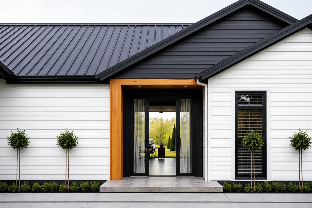 Metal Siding MF-CC6 para exterior, MF Design — Metal Siding en acabado blanco.