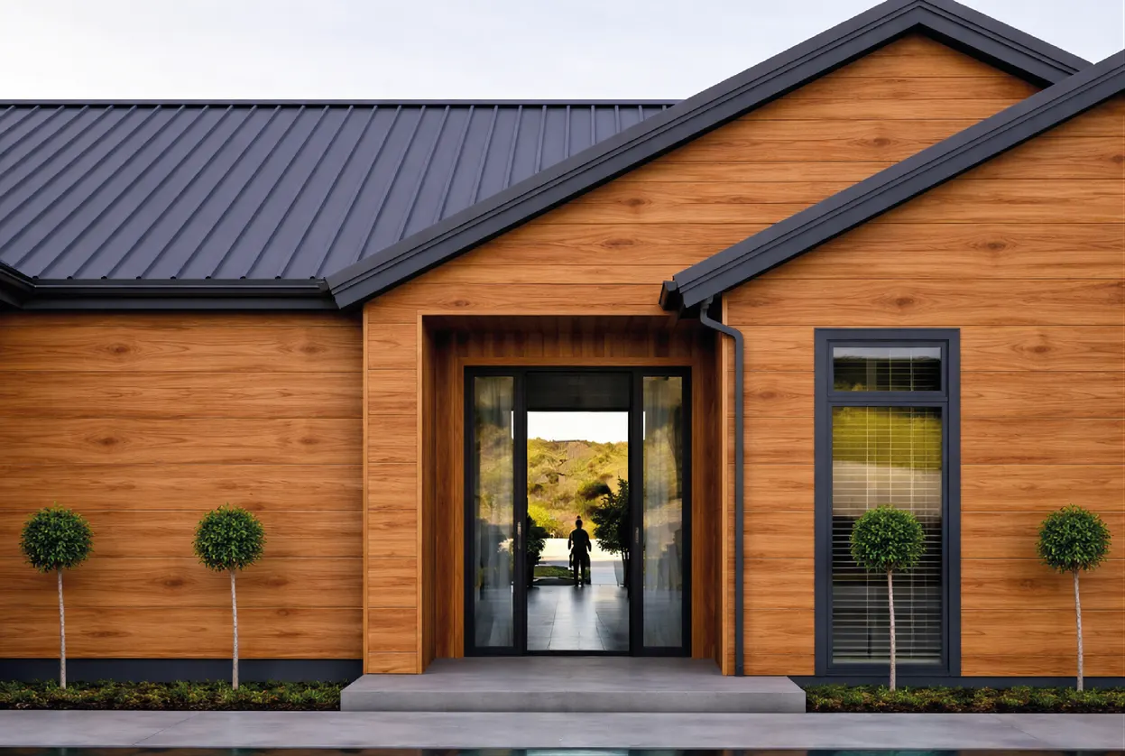Metal Siding MF-PBDZ4 para exterior, MF Design — Metal Siding en acabado tipo madera.