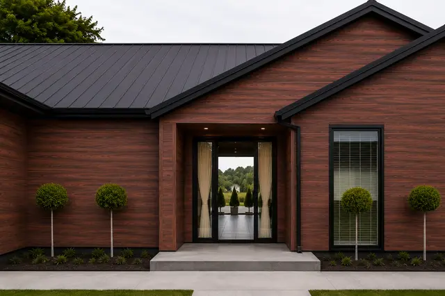 Metal Siding MF-PBDZ5 para exterior, MF Design — Metal Siding en acabado tipo madera.