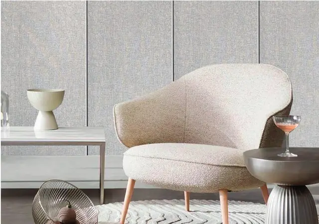 Panel Bambú QB MF-QB11 para interior y exterior protegido, MF Design — Panel Bambú QB acabado tono gris claro con una textura fina tipo tela lo que le da un aspecto moderno, suave…