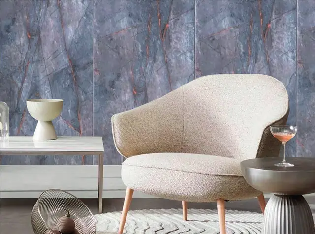 Panel Bambú QB MF-QB12 para interior y exterior protegido, MF Design — Panel Bambú QB combina un gris piedra con vetas doradas irregulares logrando una estética elegante,…