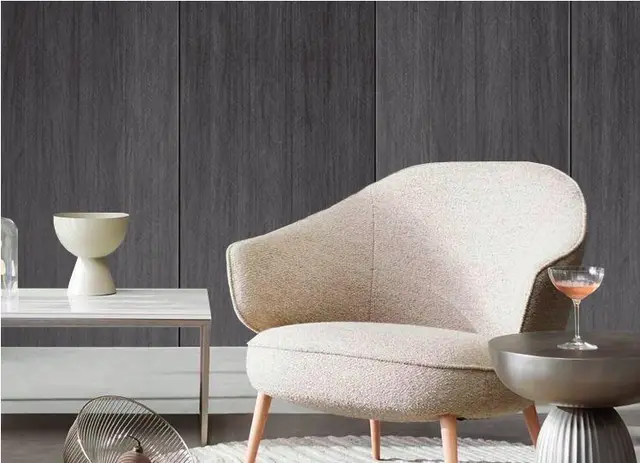 Panel Bambú QB MF-QB2 para interior y exterior protegido, MF Design — Panel Bambú QB con vetas zig zag definidas en un tono gris cálido profundo que aporta elegancia, modernidad y…