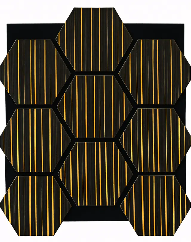 Wall Panel Acústico MF-1190S para interior, MF Design — Panel Acústico hexagonal tipo madera con contraste.