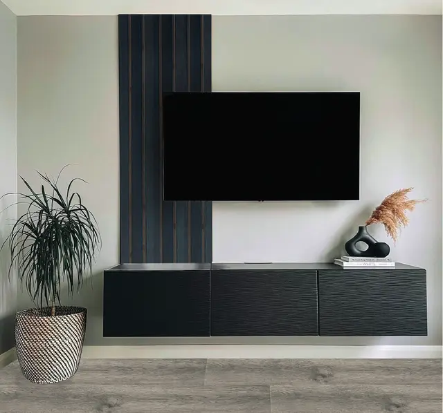 Wall Panel GT GT1122-2 para interior, MF Design — Wall Panel GT terminación azul con líneas grises, brinda elegancia y un toque sofisticado a los espacios…