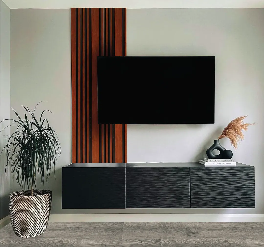 Wall Panel GT GT1212-9 para interior, MF Design — Wall Panel GT terminación azul con líneas grises, brinda elegancia y un toque sofisticado a los espacios…