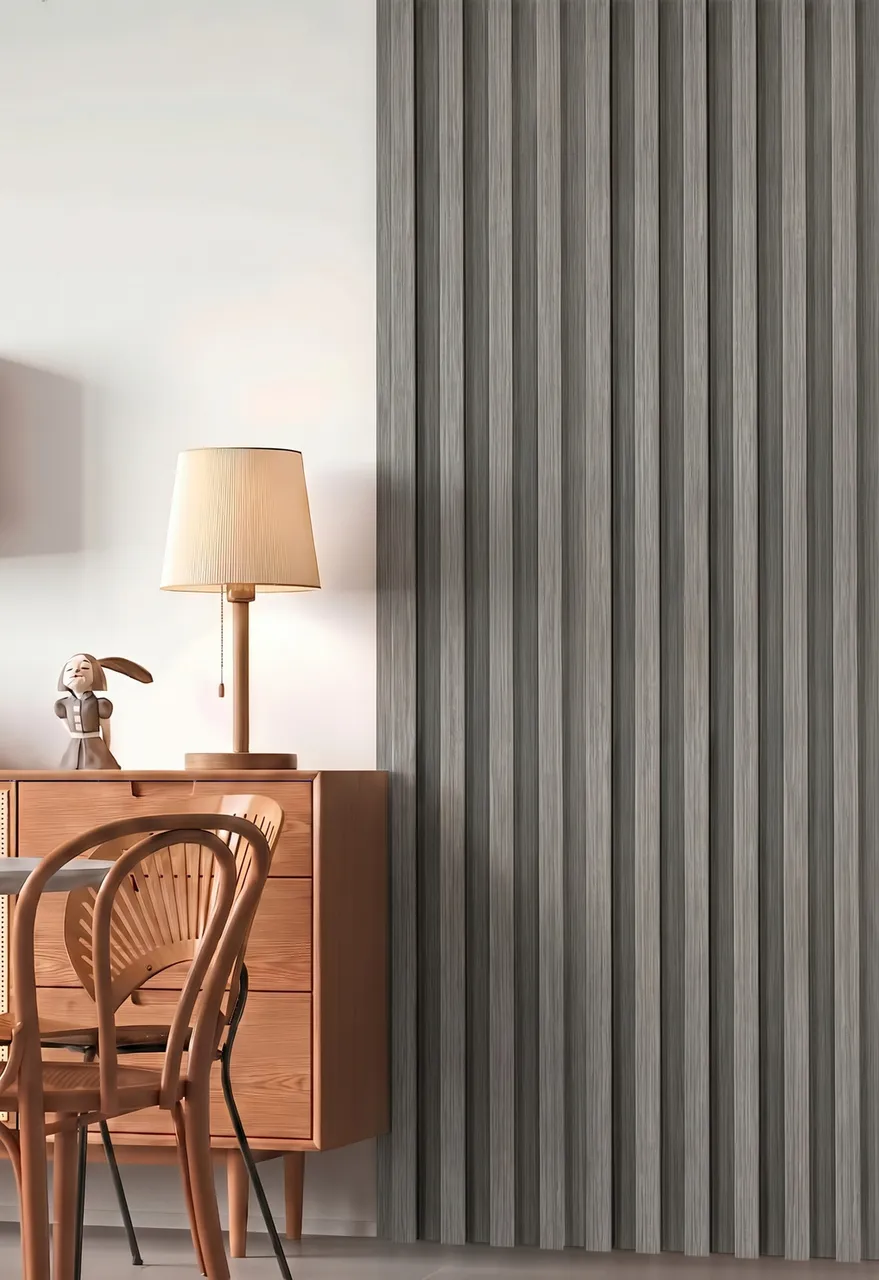 Wall Panel W gris ceniza MF-W2402 instalado en un muro de living, MF Design