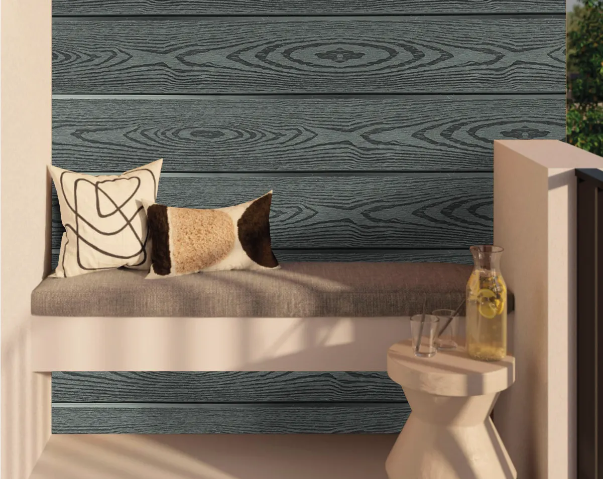 Wall Panel WPC MF-BLACK-WALUNT para exterior, MF Design — Wall panel WPC en un elegante color oscuro con aspecto de madera natural, que aporta calidez y sofisticación…