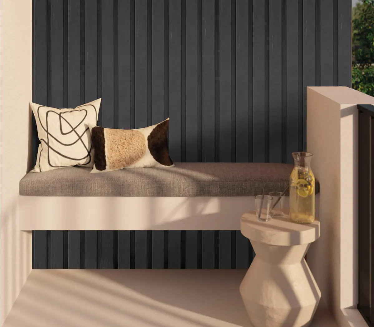 Wall Panel WPC MF-CHARCOAL para exterior, MF Design — Wall panel WPC en tono marrón grisáceo. Su textura tipo madera y acabado uniforme aportan un estilo…